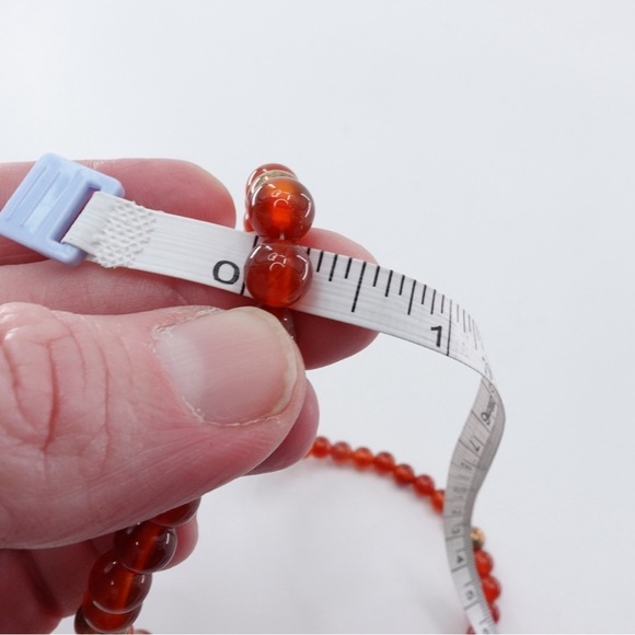 C^A Sterling Silver 925 & Orange Round Gemstone Beaded Necklace Lobster Claw